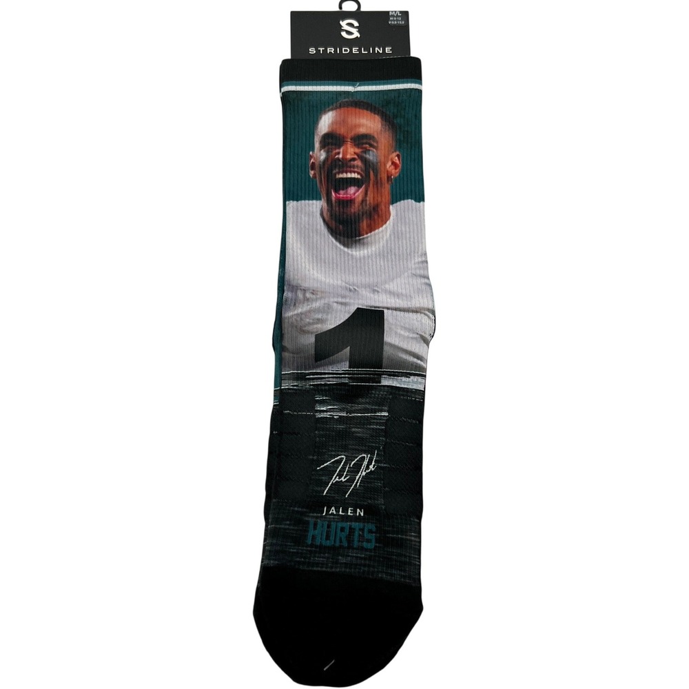 Strideline‎ Jalen Hurts Philadelphia Eagles NFL Crew Socks Mens M/L